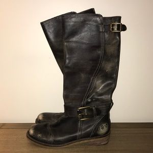 Lucky Brand Black Distressed Boots Size 8